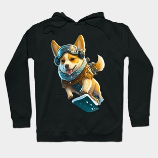 Cat on a Snowboard Hoodie